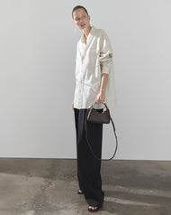 Mini Clementine Bag: Charcoal Pebbled Leather with Gold