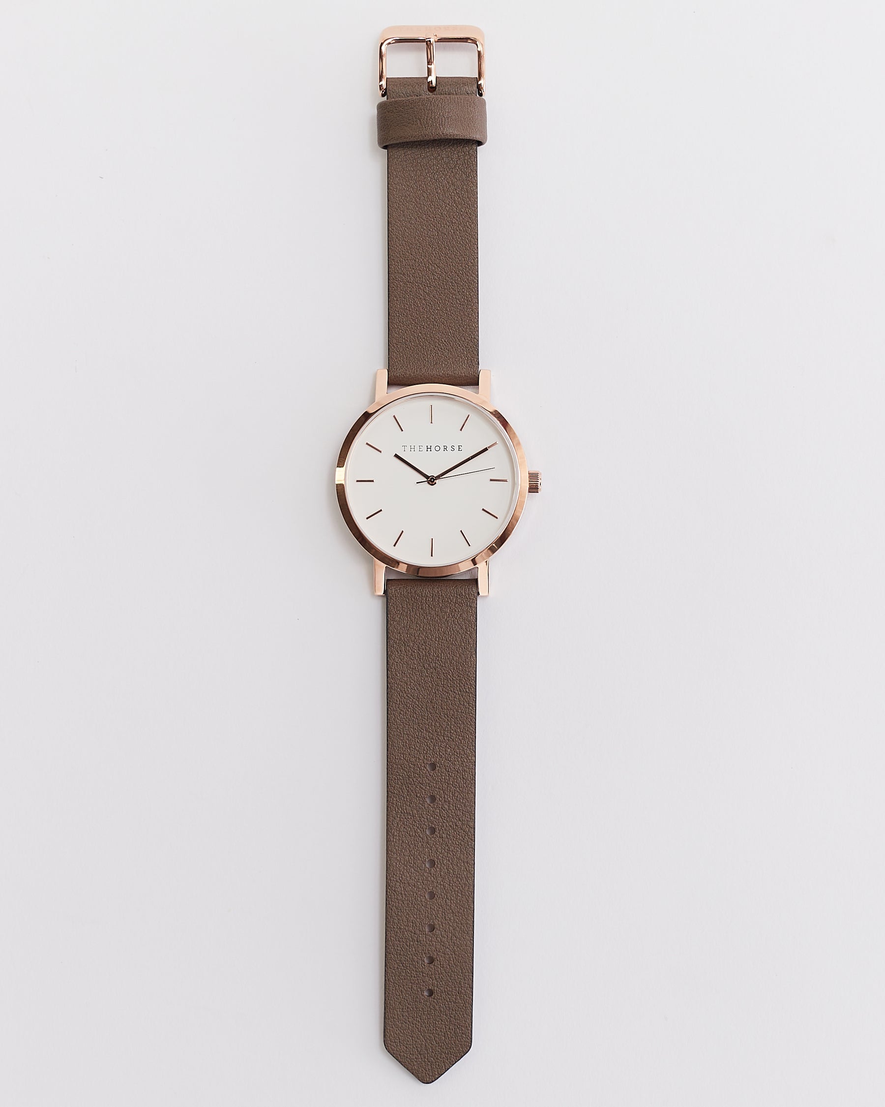 The Original: Polished Rose Gold / White Face / Taupe Leather