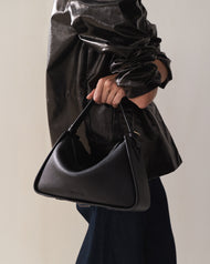 Clementine Bag: Black Pebbled Leather with Gold