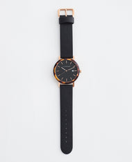 The Resin: Brown Tortoise / Black Rose Gold Dial / Black Leather