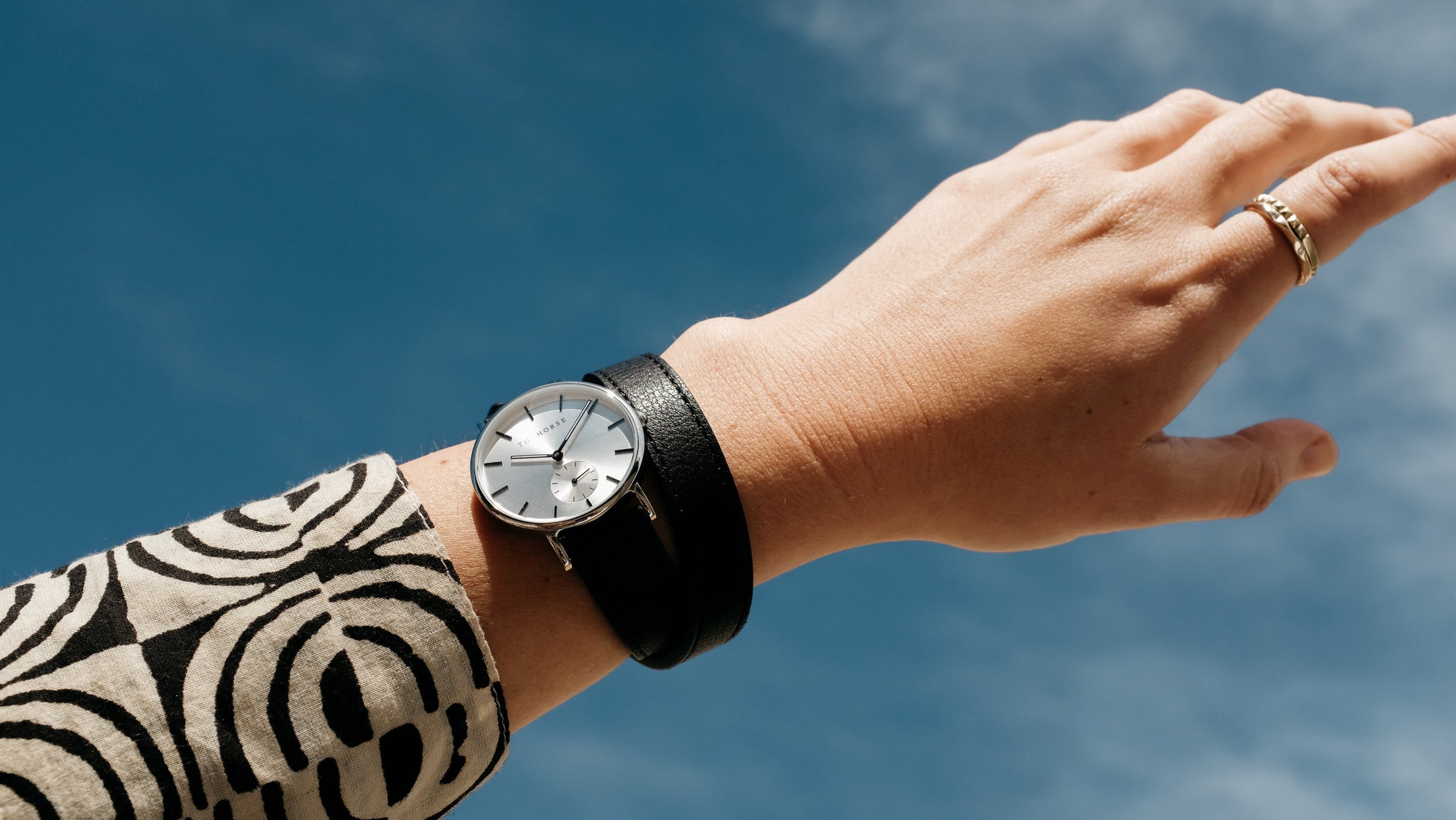 16mm Classic Watch Strap in Black Bracelet/ Silver by The Horse