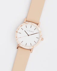 The Resin: Peach Speckle Case / White Dial / Rose Gold Indexing / Vegetable Tan Leather