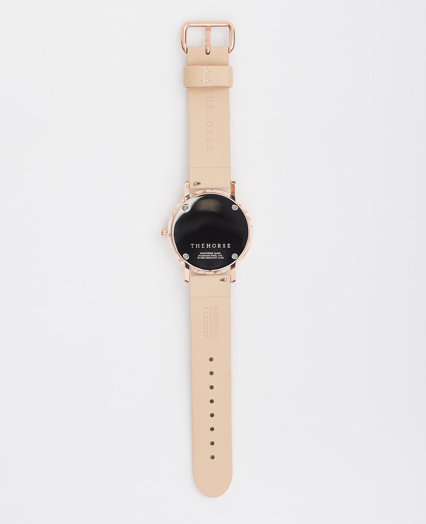 The Resin: Peach Speckle Case / White Dial / Rose Gold Indexing / Vegetable Tan Leather