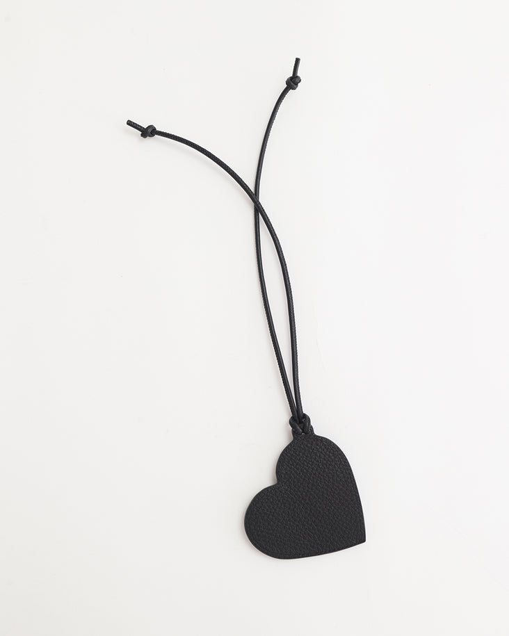 Leather Heart Tag: Black
