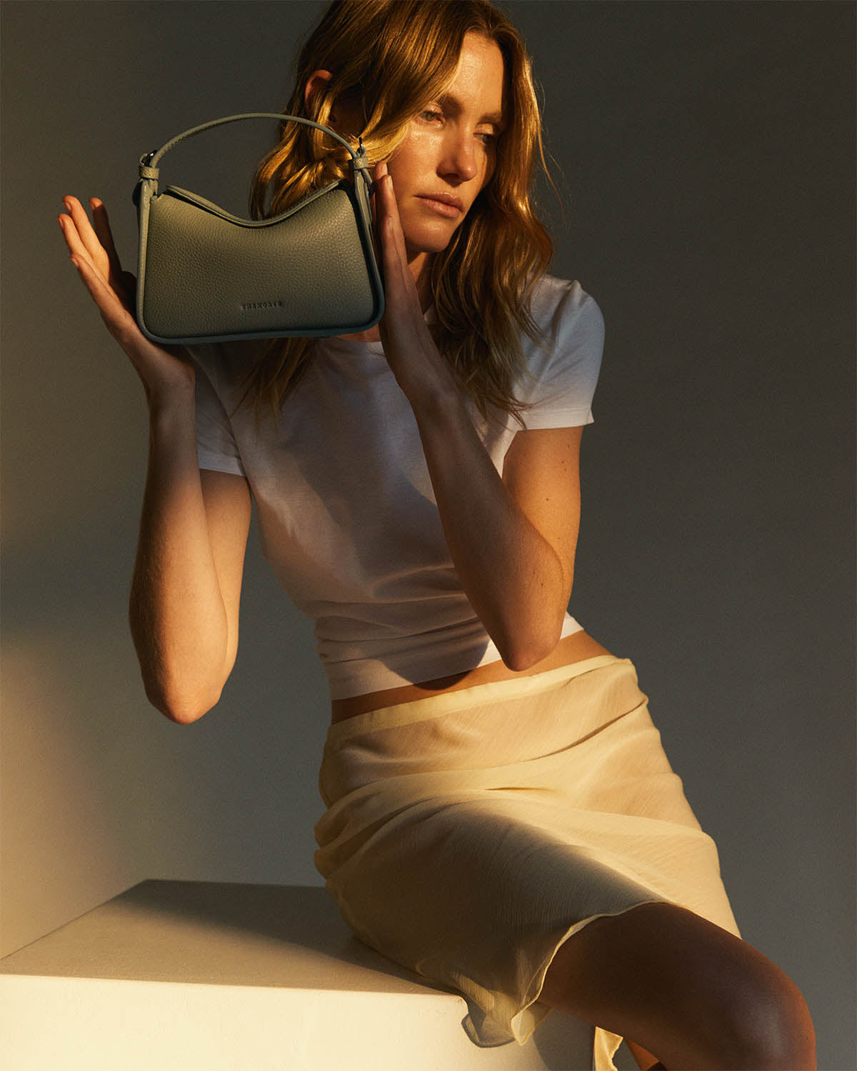 Mini Clementine Bag: Baby Blue Pebbled Leather