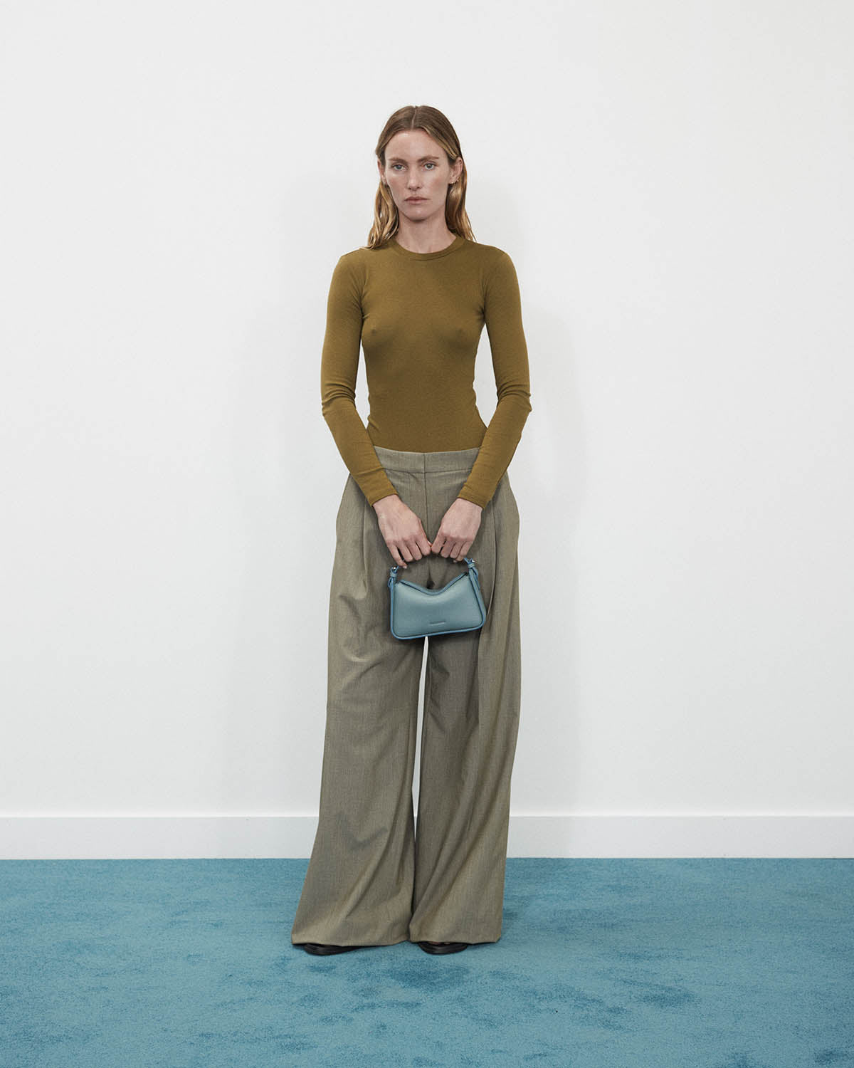 Mini Clementine Bag: Baby Blue Pebbled Leather