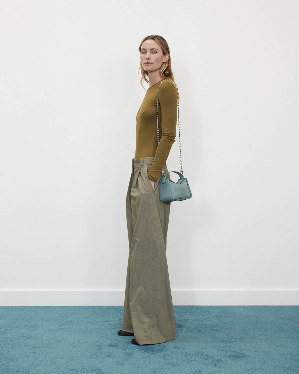 Mini Clementine Bag: Baby Blue Pebbled Leather