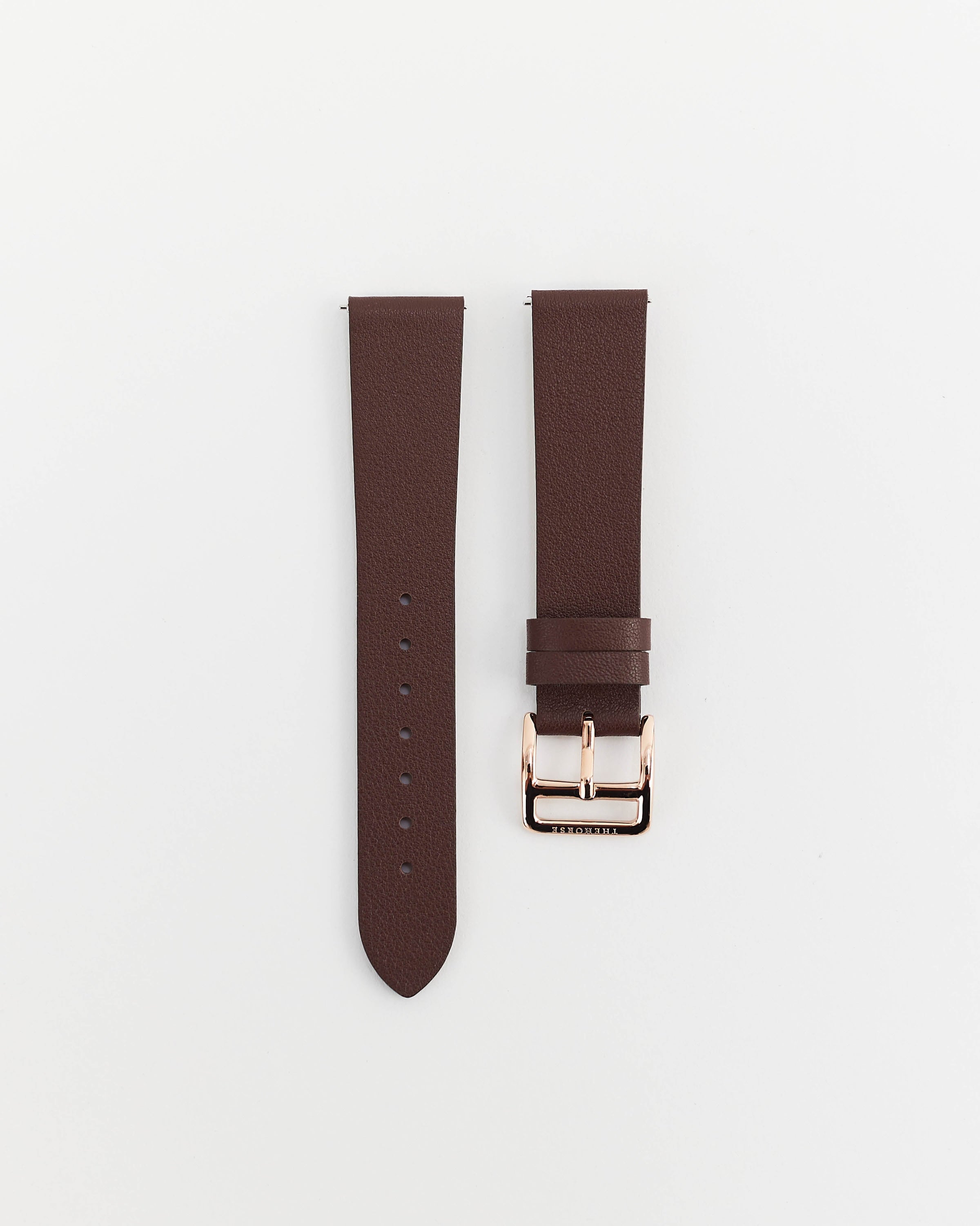 The 18mm Dress Watch Strap: Coffee Leather / Rose Gold Strap The 18mm Dress Watch Strap: Coffee Leather / Rose Gold Strap