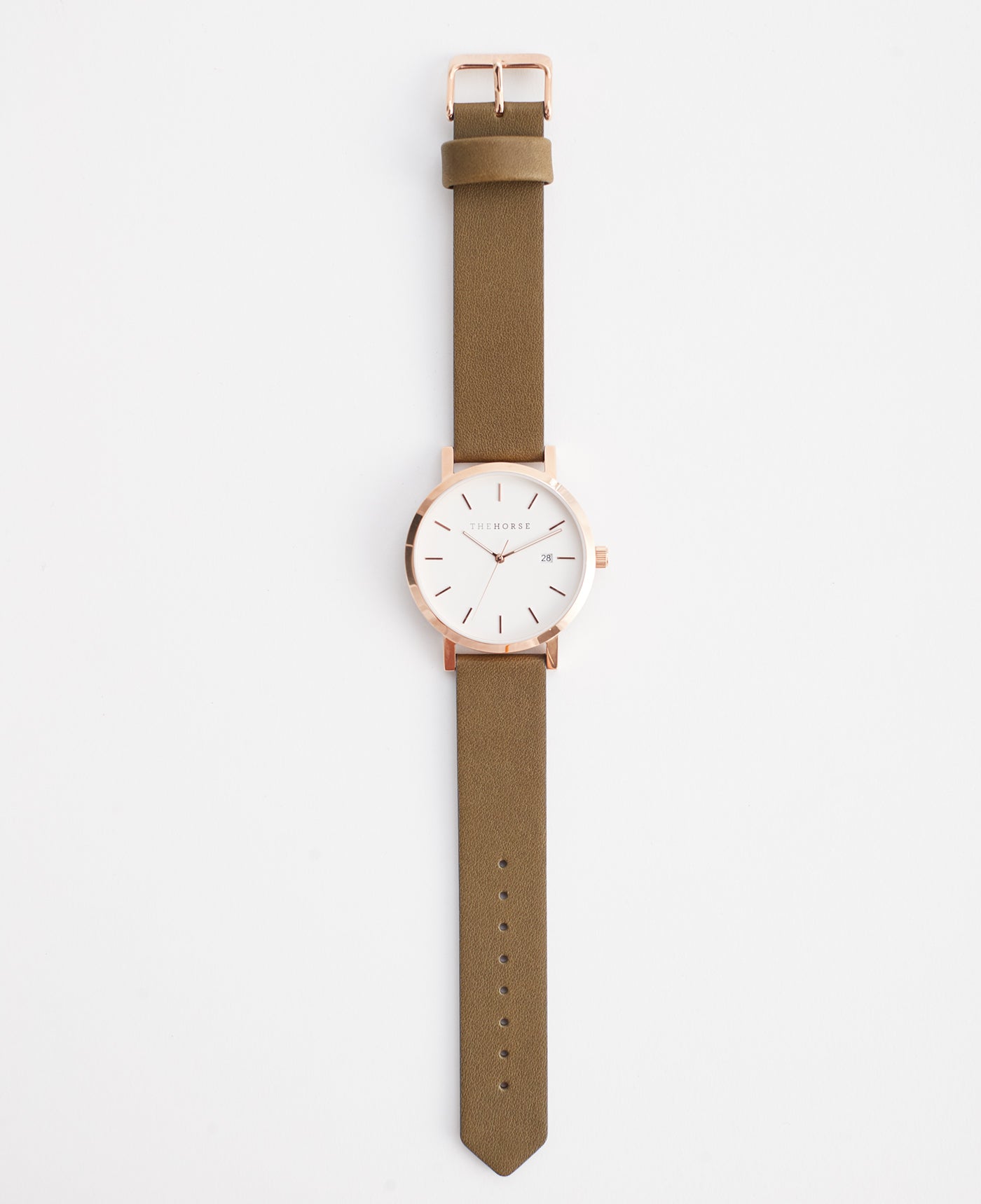 The 20mm Original: Olive Leather / Rose Gold Strap