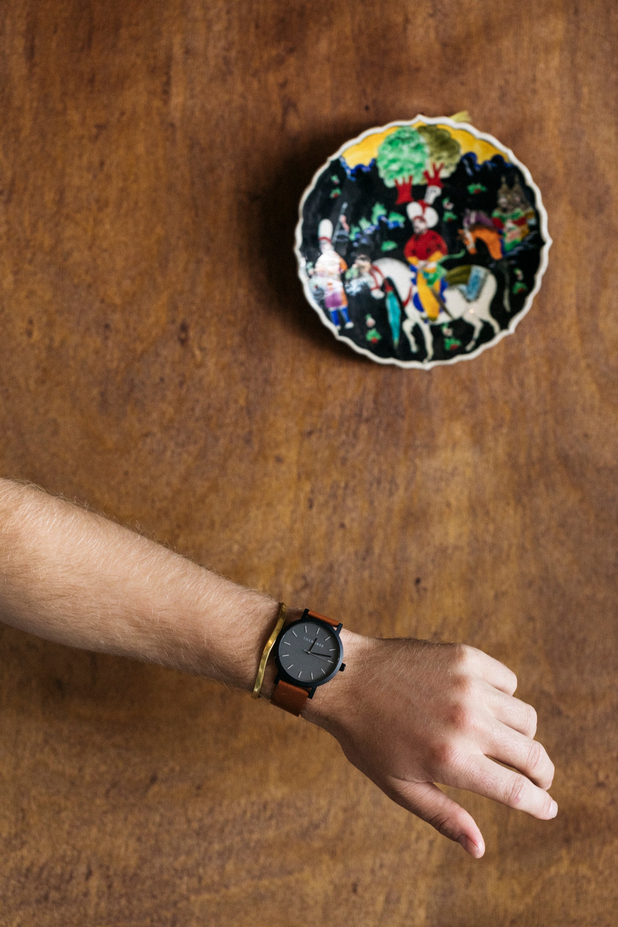 The Original Watch Matte Black Tan Leather Strap The Horse USA