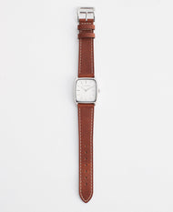 The 18mm Dress Watch Strap: Tan Leather / Polished Silver Strap