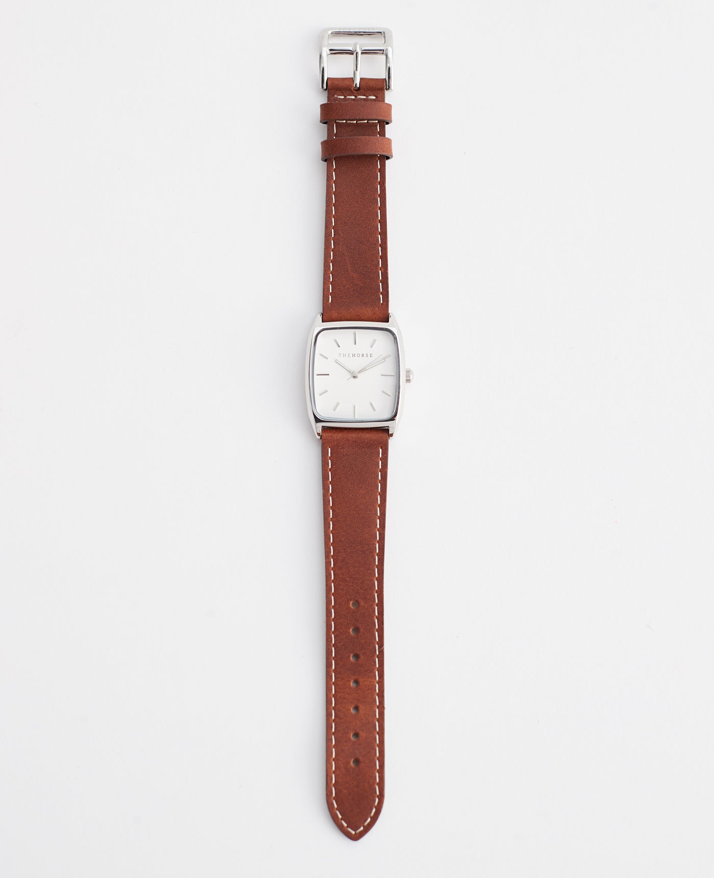 The 18mm Dress Watch Strap: Tan Leather / Polished Silver Strap