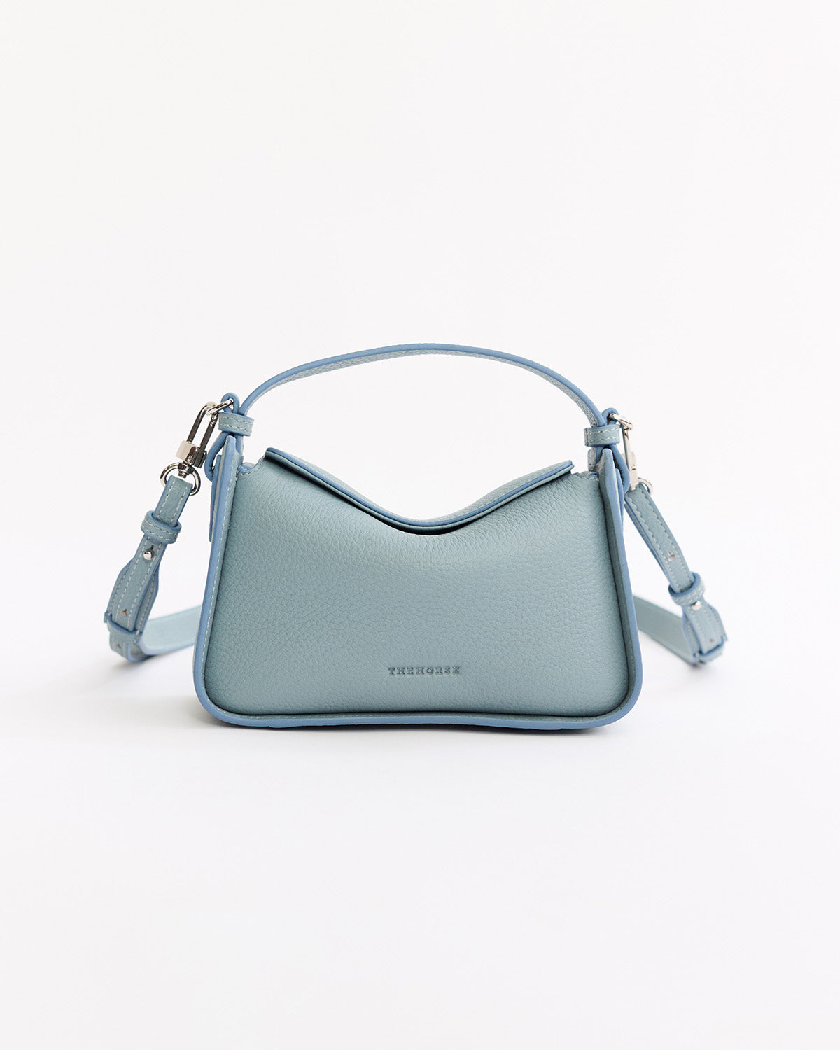 Mini Clementine Bag: Baby Blue Pebbled Leather