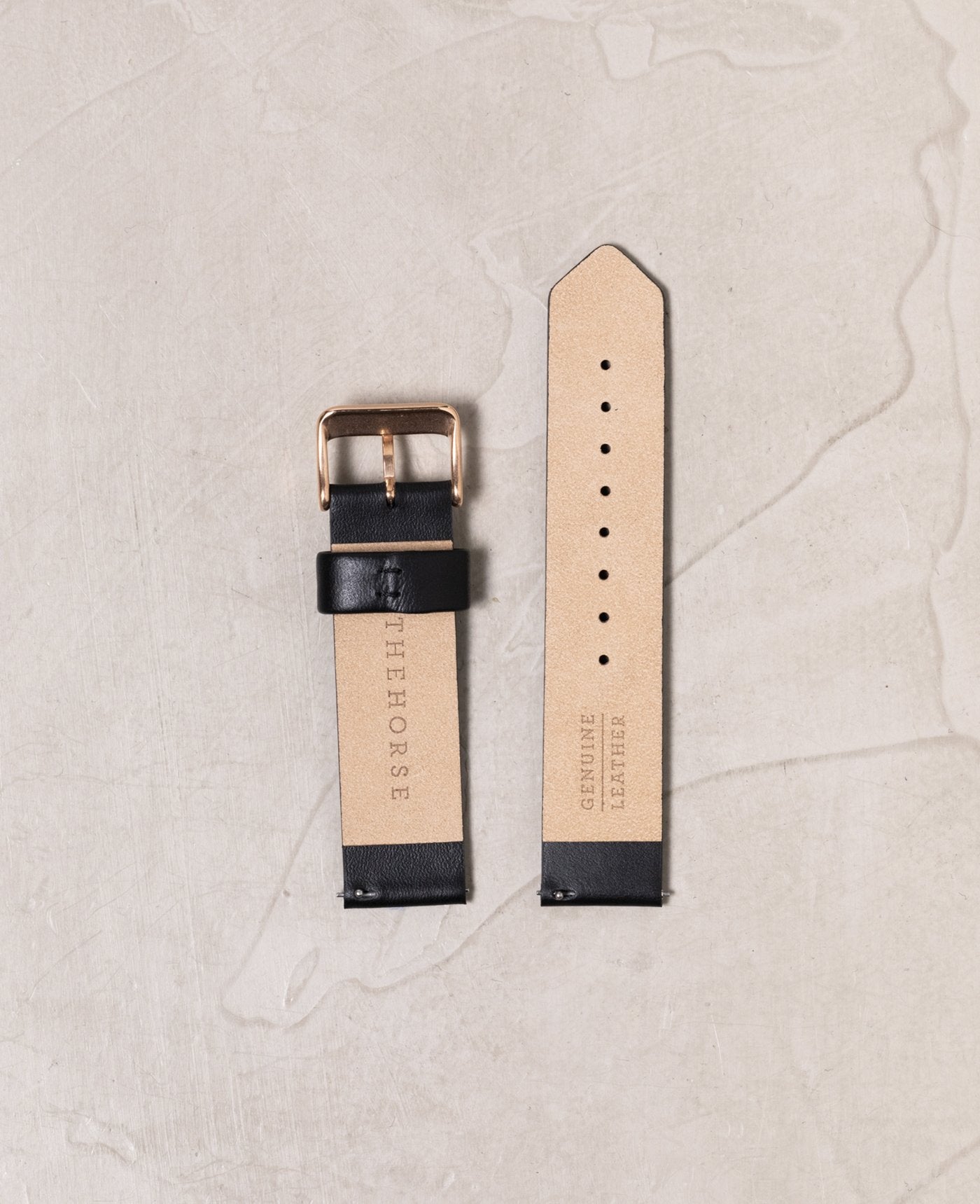 The 20mm Original: Black Leather / Rose Gold Strap
