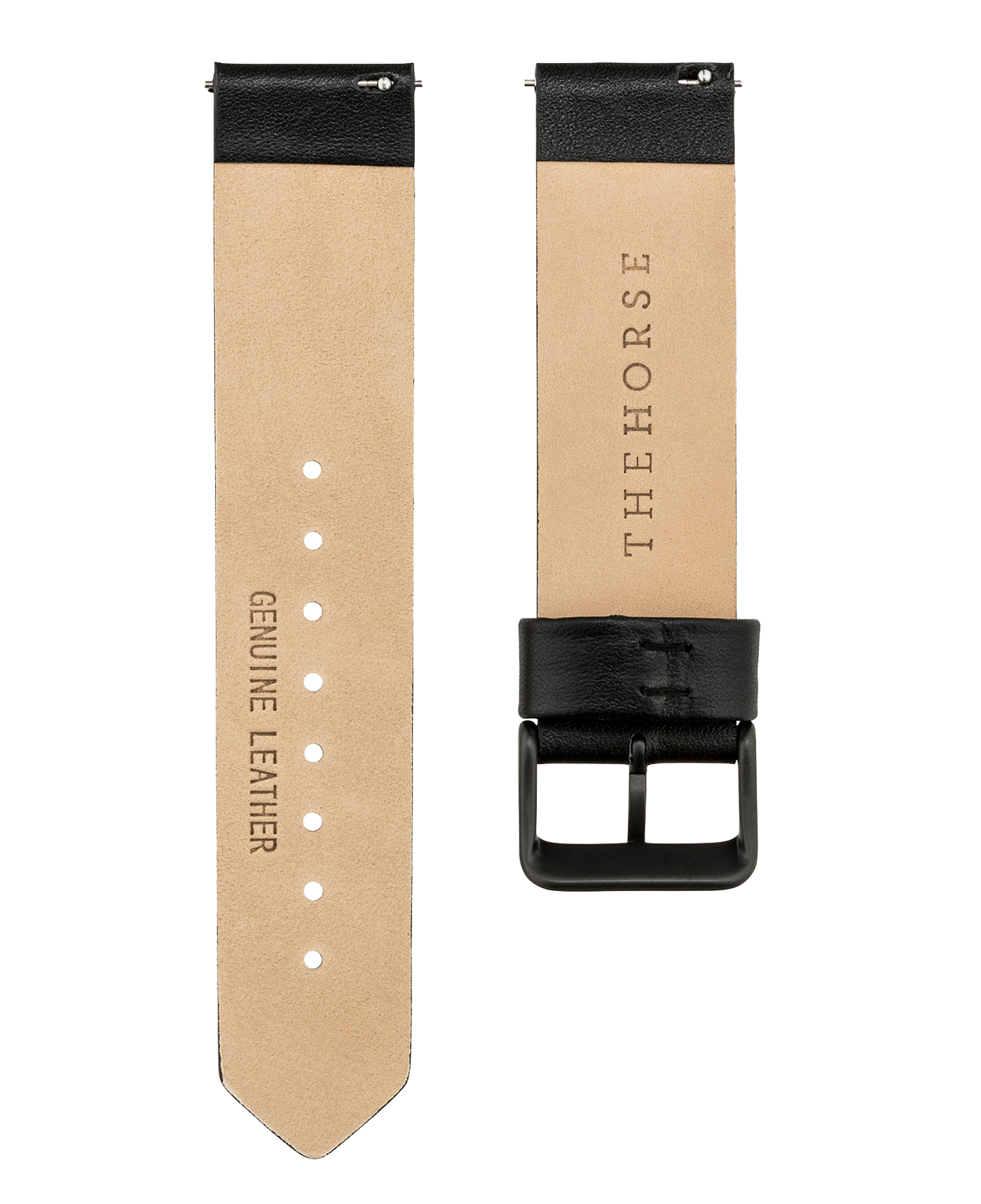 black leather dress watch strap All Black Epsom leather watch strap